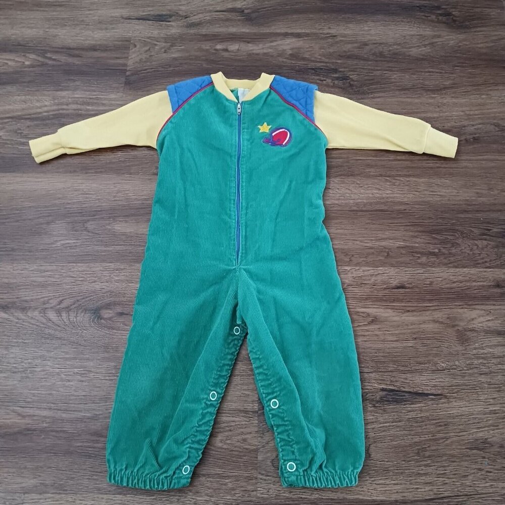 Vintage‎ Boys 1 Piece Coverall Romper Corduroy Football Helmet Size 12 months
